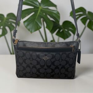 Coach Signature Jacquard Crossbody Bag in Black